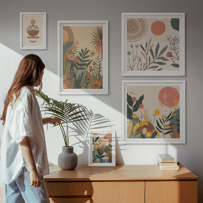 Modernes wandbilder-set Abstrakte Boho-Pflanzenmotive