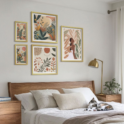 Bilderset fürs sofa Boho-Stil mit einer Pflanzenfigur