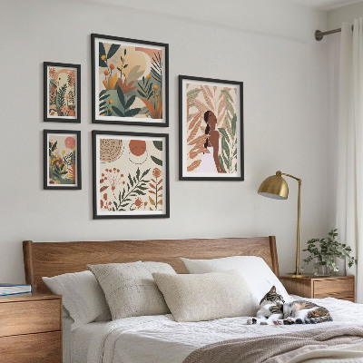 Bilderset fürs sofa Boho-Stil mit einer Pflanzenfigur