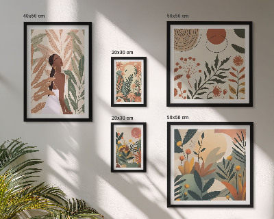 Bilderset fürs sofa Boho-Stil mit einer Pflanzenfigur