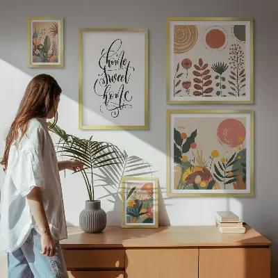 Bildergalerie-Set für die Wand mit stilvollen Pflanzendekorationen