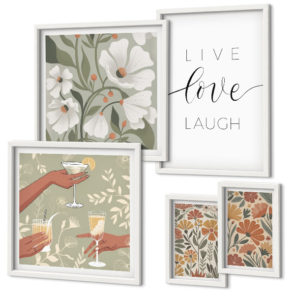 Modernes wandbilder-set Stilvolle florale Grafik-Slogans