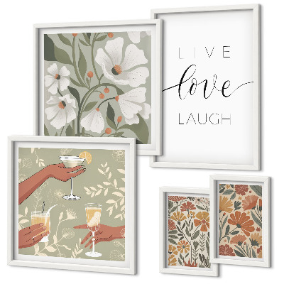 Modernes wandbilder-set Stilvolle florale Grafik-Slogans