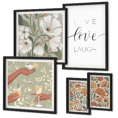 Modernes wandbilder-set Stilvolle florale Grafik-Slogans