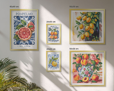 Modernes wandbilder-set Sonnige Vintage-Zitrusfrüchte