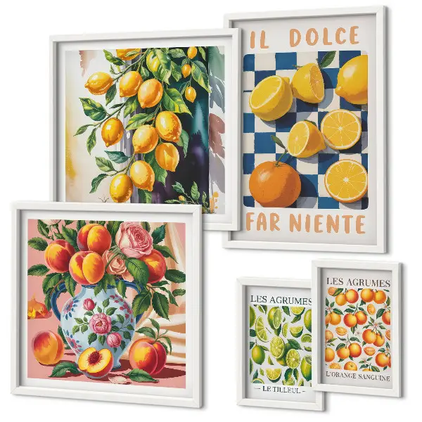 Bildergalerien-Set für die Wand Zitrus-Retro-Design für die Küche