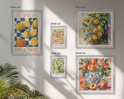 Bildergalerien-Set für die Wand Zitrus-Retro-Design für die Küche