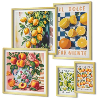 Bildergalerien-Set für die Wand Zitrus-Retro-Design für die Küche