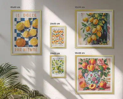 Bildergalerien-Set für die Wand Zitrus-Retro-Design für die Küche