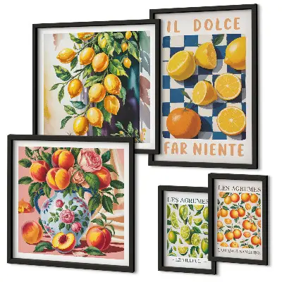 Bildergalerien-Set für die Wand Zitrus-Retro-Design für die Küche