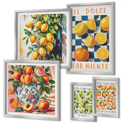 Bildergalerien-Set für die Wand Zitrus-Retro-Design für die Küche