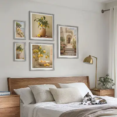 Modernes Wandbilderset mit stilvollen Zitrusdekorationen