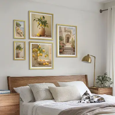 Modernes Wandbilderset mit stilvollen Zitrusdekorationen