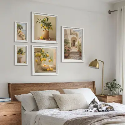 Modernes Wandbilderset mit stilvollen Zitrusdekorationen