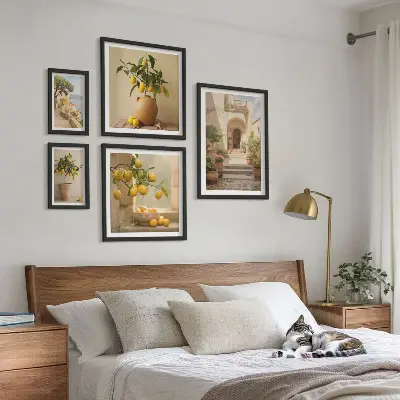 Modernes Wandbilderset mit stilvollen Zitrusdekorationen