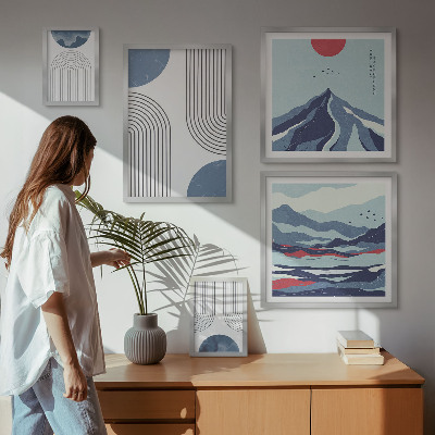 Bilderset fürs sofa Abstrakte Landschaftsgeometrie