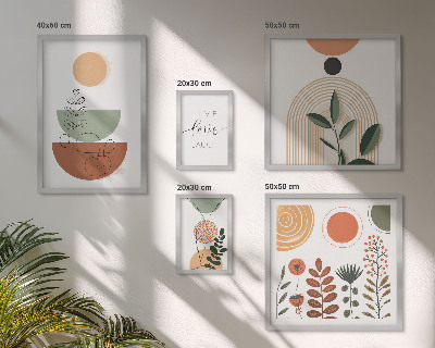 Bildergalerie-set für die wand Stilvolle Pflanzen- und geometrische Grafiken