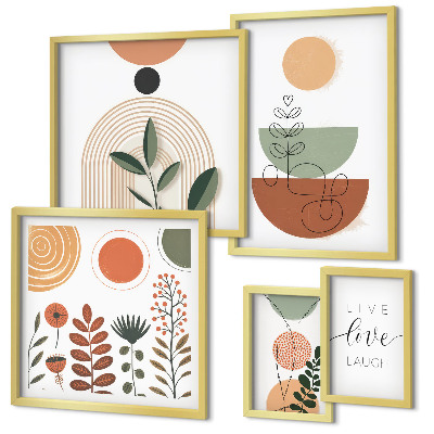 Bildergalerie-set für die wand Stilvolle Pflanzen- und geometrische Grafiken