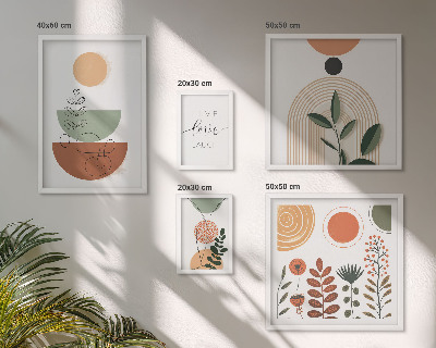 Bildergalerie-set für die wand Stilvolle Pflanzen- und geometrische Grafiken
