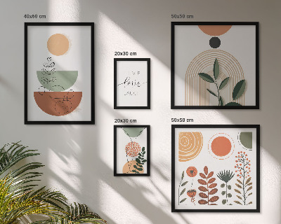 Bildergalerie-set für die wand Stilvolle Pflanzen- und geometrische Grafiken
