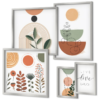 Bildergalerie-set für die wand Stilvolle Pflanzen- und geometrische Grafiken