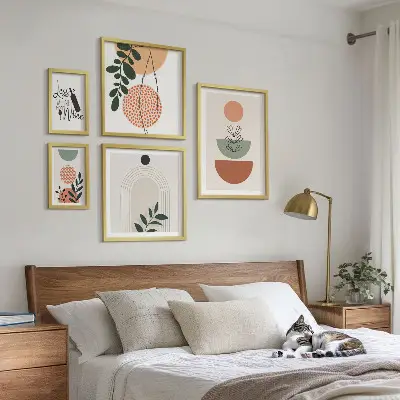 Modernes Wandbilder-Set mit stilvollen Pflanzendekorationen