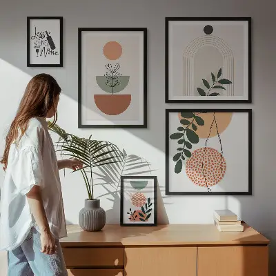 Modernes Wandbilder-Set mit stilvollen Pflanzendekorationen