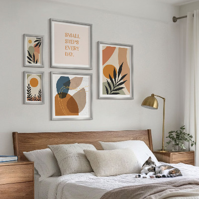 Bilderset fürs sofa Stilvolle abstrakte Pflanzengrafiken