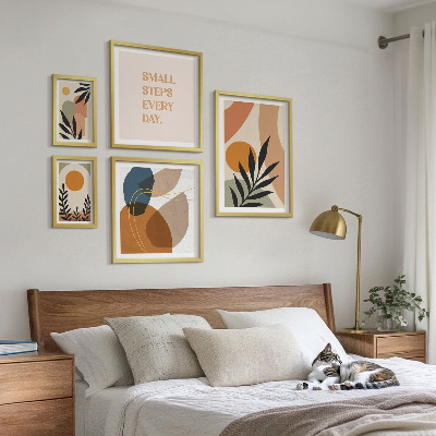 Bilderset fürs sofa Stilvolle abstrakte Pflanzengrafiken