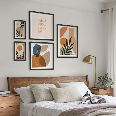 Bilderset fürs sofa Stilvolle abstrakte Pflanzengrafiken