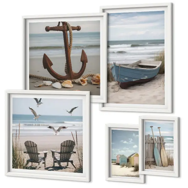 Wandbilder-Set mit Küstenatmosphäre zur Entspannung am Strand