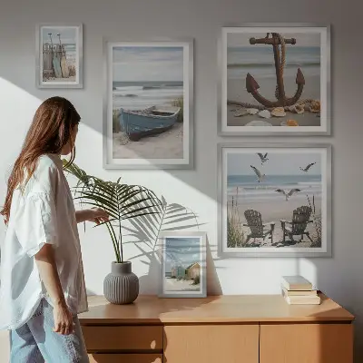 Wandbilder-Set mit Küstenatmosphäre zur Entspannung am Strand