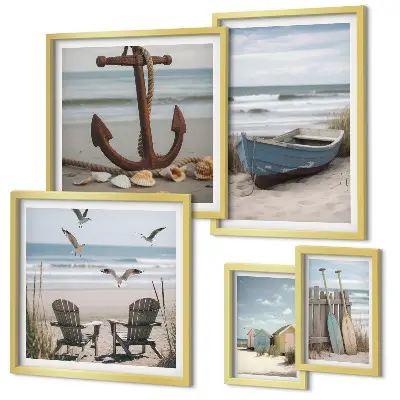 Wandbilder-Set mit Küstenatmosphäre zur Entspannung am Strand