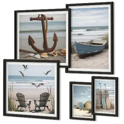 Wandbilder-Set mit Küstenatmosphäre zur Entspannung am Strand