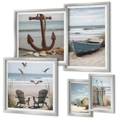 Wandbilder-Set mit Küstenatmosphäre zur Entspannung am Strand