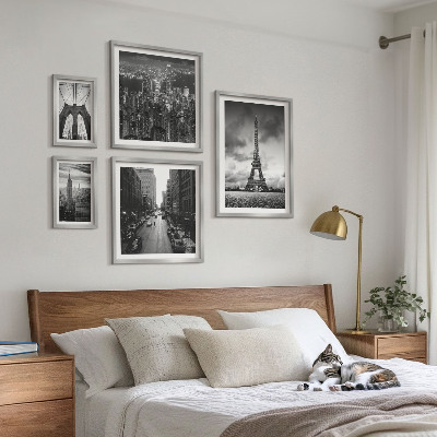 Modernes wandbilder-set Architektur-Ikonen in Schwarz-Weiß