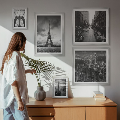 Modernes wandbilder-set Architektur-Ikonen in Schwarz-Weiß