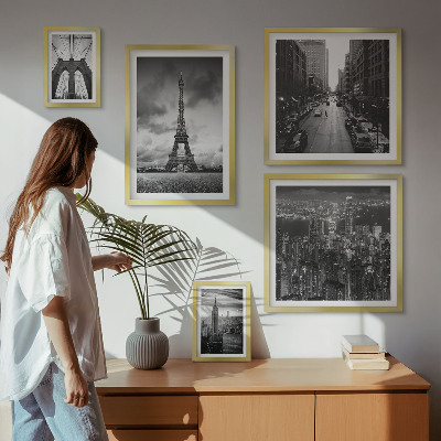 Modernes wandbilder-set Architektur-Ikonen in Schwarz-Weiß