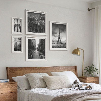 Modernes wandbilder-set Architektur-Ikonen in Schwarz-Weiß