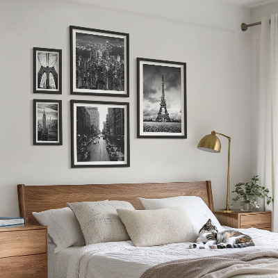 Modernes wandbilder-set Architektur-Ikonen in Schwarz-Weiß
