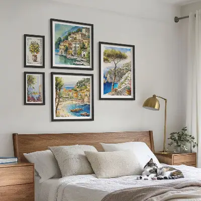 Bilderset mit Küstenstädten für das Sofa