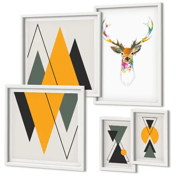 Bildergalerie-Set für die Wand mit bunten Motiven im Boho-Stil
