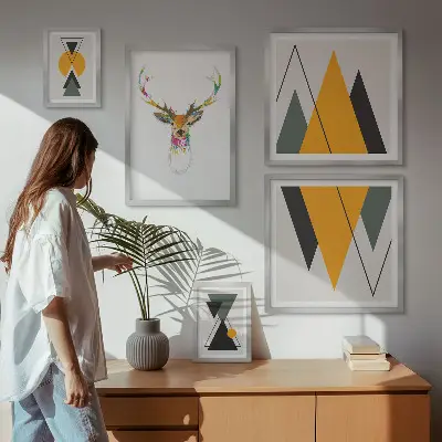 Bildergalerie-Set für die Wand mit bunten Motiven im Boho-Stil