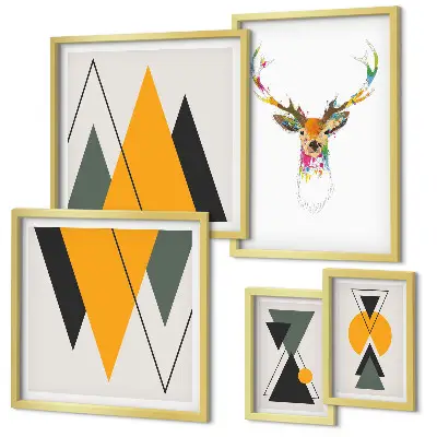 Bildergalerie-Set für die Wand mit bunten Motiven im Boho-Stil