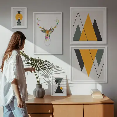 Bildergalerie-Set für die Wand mit bunten Motiven im Boho-Stil