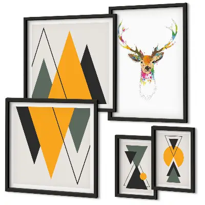 Bildergalerie-Set für die Wand mit bunten Motiven im Boho-Stil