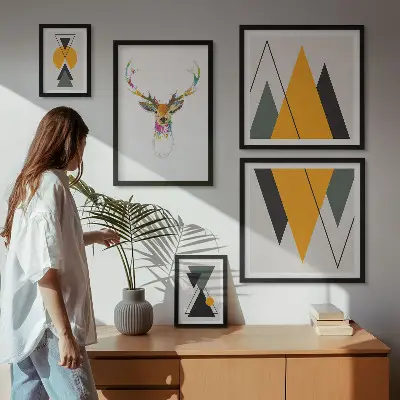 Bildergalerie-Set für die Wand mit bunten Motiven im Boho-Stil