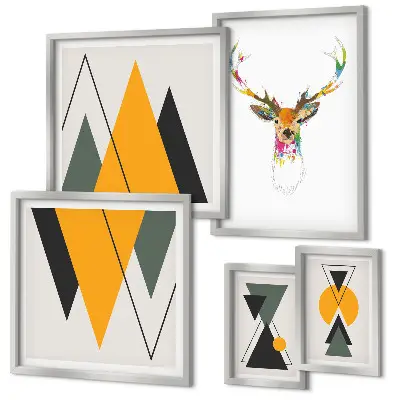 Bildergalerie-Set für die Wand mit bunten Motiven im Boho-Stil