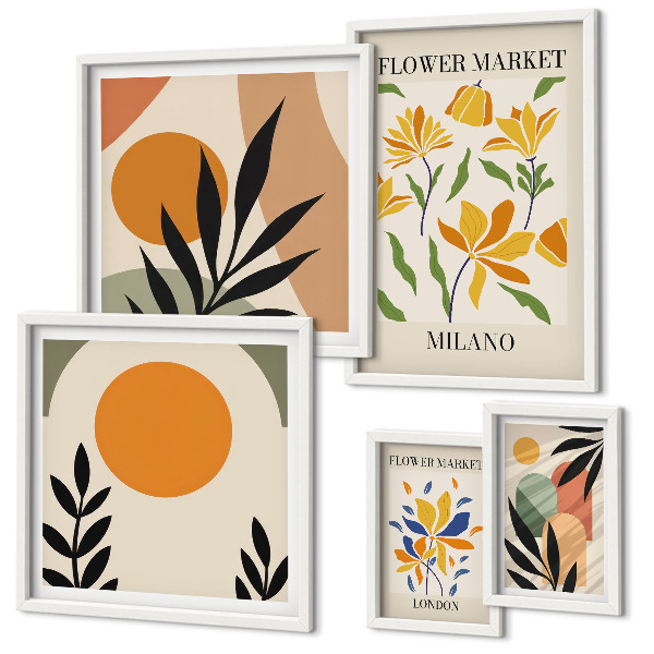 Modernes wandbilder-set Abstrakte Blumen im Boho-Stil