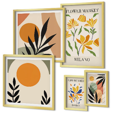 Modernes wandbilder-set Abstrakte Blumen im Boho-Stil